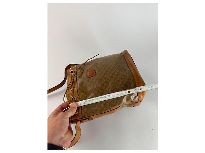 Triomphe Céline Vintage Celine Monogramm Patentasche Eimer Tasche Braun - Ansicht 10