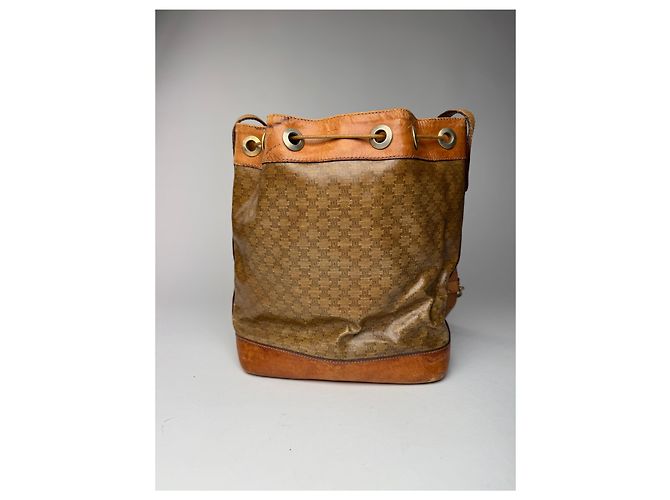 Triomphe Céline Vintage Celine Monogramm Patentasche Eimer Tasche Braun - Ansicht 2