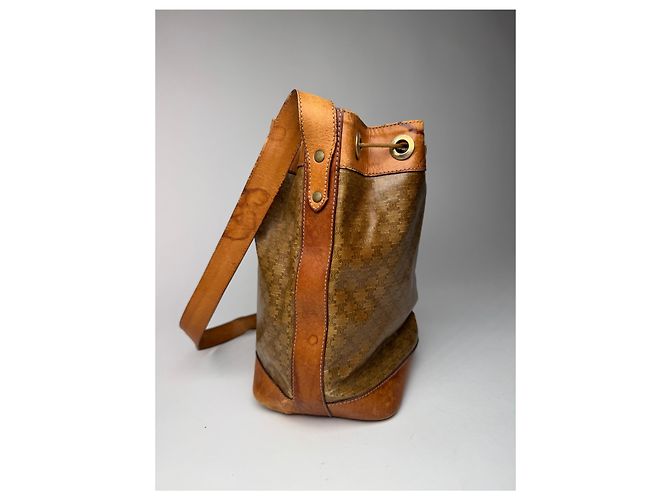 Triomphe Céline Vintage Celine Monogramm Patentasche Eimer Tasche Braun - Ansicht 5