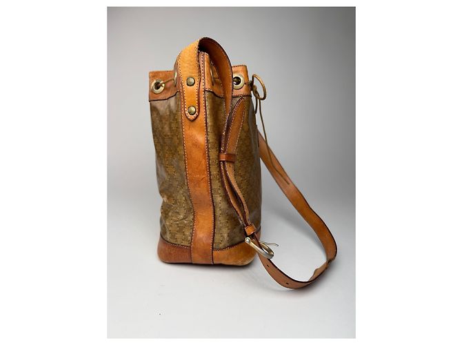Triomphe Céline Vintage Celine Monogramm Patentasche Eimer Tasche Braun - Ansicht 7