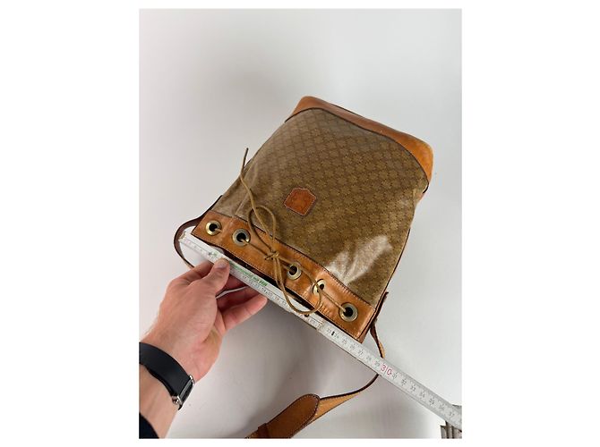 Triomphe Céline Vintage Celine Monogramm Patentasche Eimer Tasche Braun - Ansicht 9