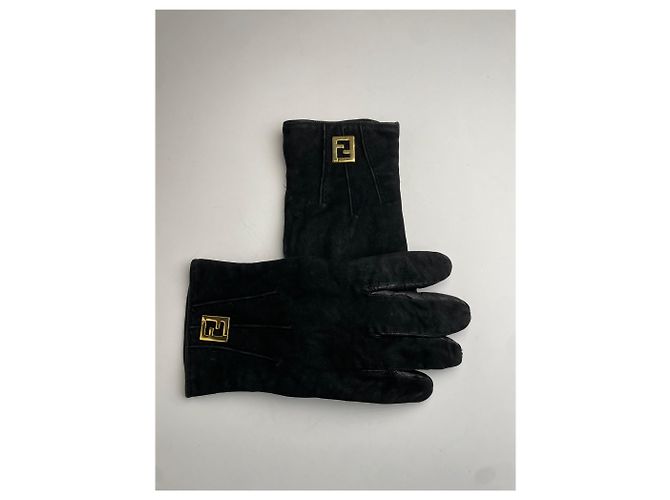 Vintage Fendi Lederhandschuhe Schwarz S/M - Ansicht 3