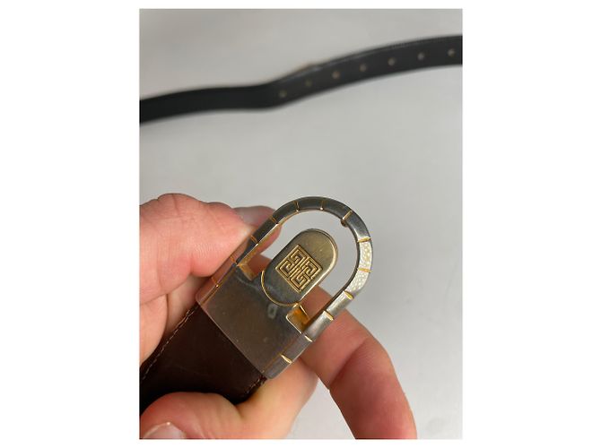 Vintage Givenchy Wende-Ledergürtel schwarz braun - Ansicht 2