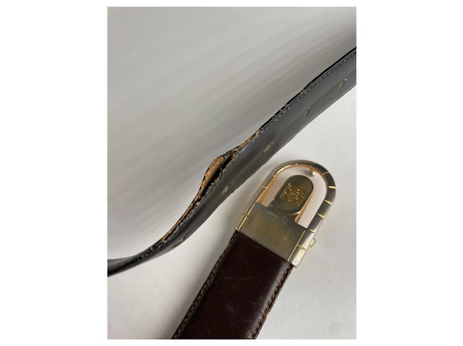 Vintage Givenchy Wende-Ledergürtel schwarz braun - Ansicht 4