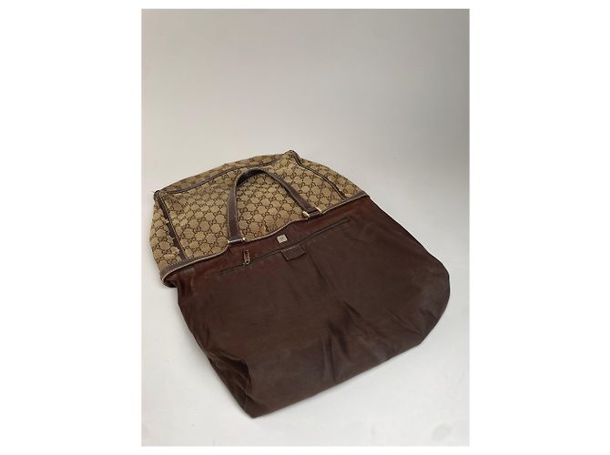 Vintage Gucci Monogram Handtasche Beige Braun - Ansicht 3