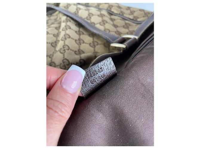 Vintage Gucci Monogram Handtasche Beige Braun - Ansicht 5