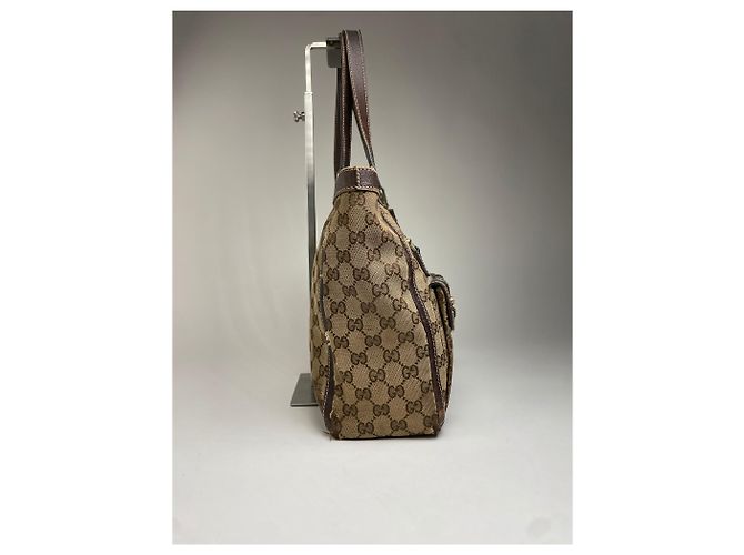 Vintage Gucci Monogram Handtasche Beige Braun - Ansicht 8