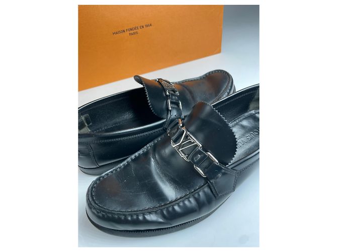 Vintage Louis Vuitton Leder Slipper Schwarz - Ansicht 7