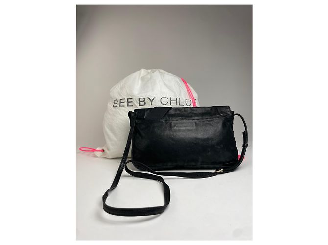 Chloé Borsa a spalla in pelle con nastro vintage Chloe Nera Nero - vista 2