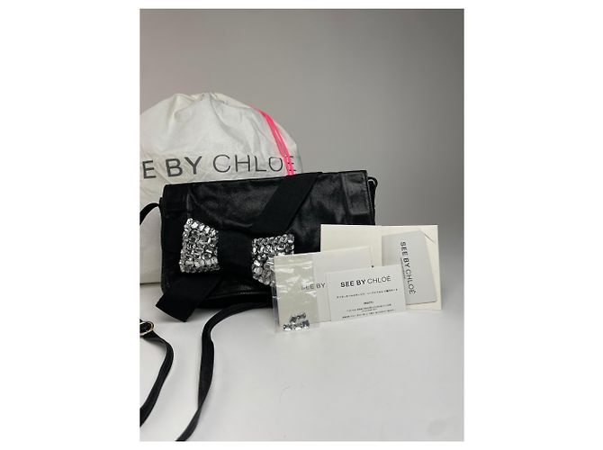 Chloé Borsa a spalla in pelle con nastro vintage Chloe Nera Nero - vista 4