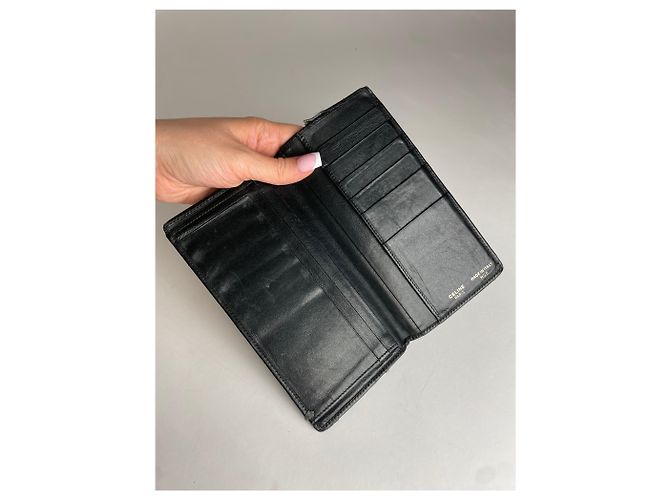 Triomphe Céline Vintage Celine Paris Leather ID Holder black - view 3