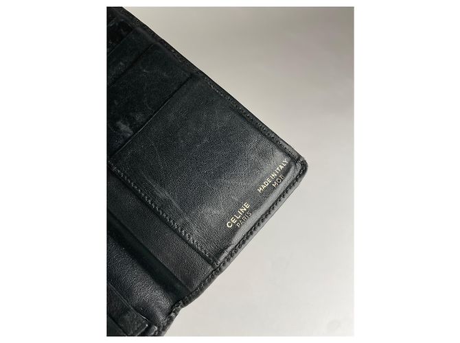 Triomphe Céline Vintage Celine Paris Leather ID Holder black - view 5