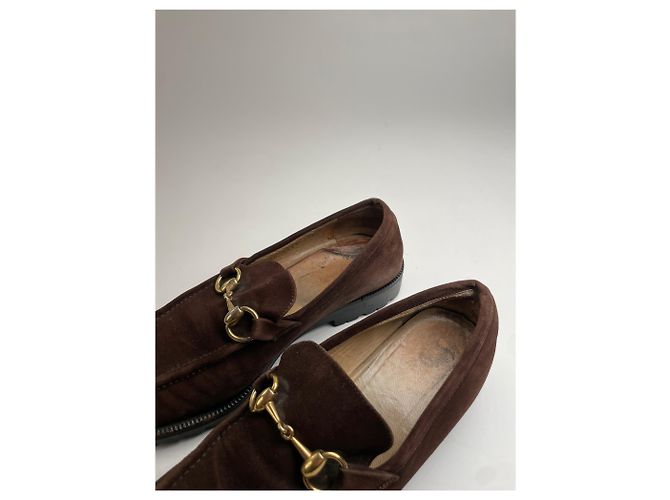 Mocassini in suede Gucci vintage con morsetto da uomo - Marrone - vista 10