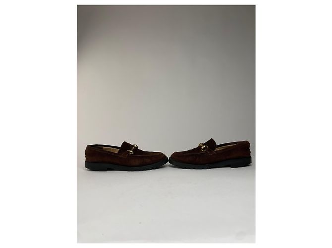 Mocassini in suede Gucci vintage con morsetto da uomo - Marrone - vista 4