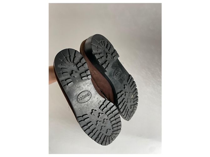 Mocassini in suede Gucci vintage con morsetto da uomo - Marrone - vista 6