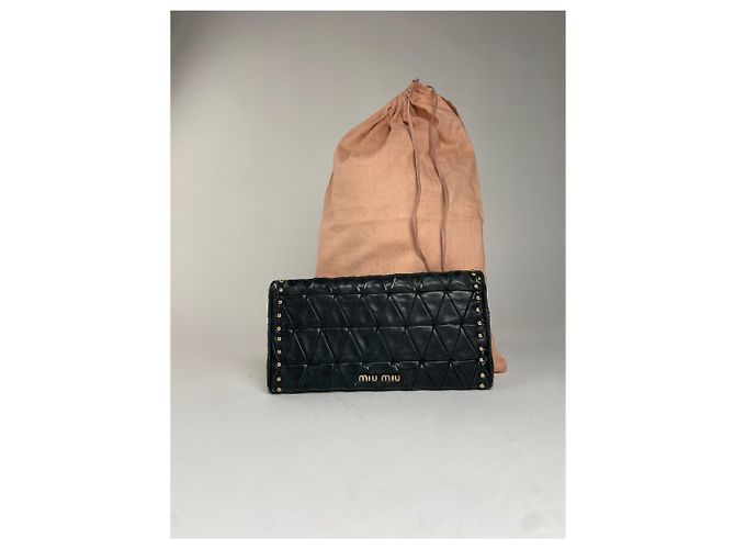Vintage Studded Miu Miu Leather Wallet Black - view 12