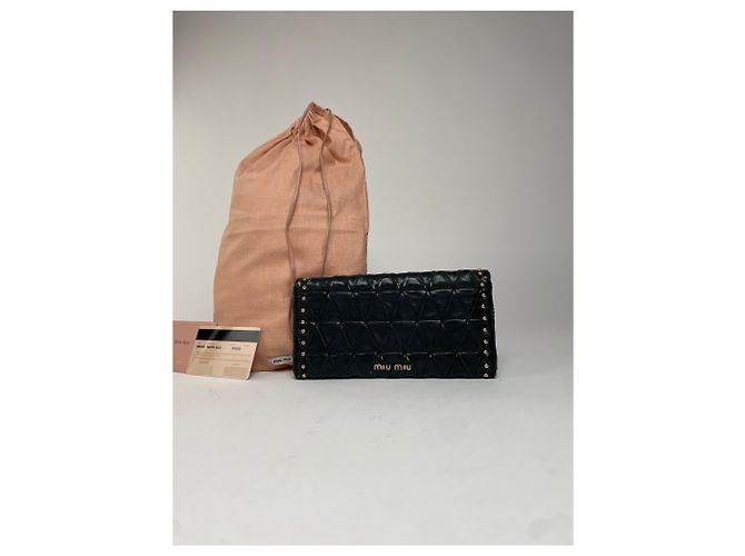 Vintage Studded Miu Miu Leather Wallet Black - view 2