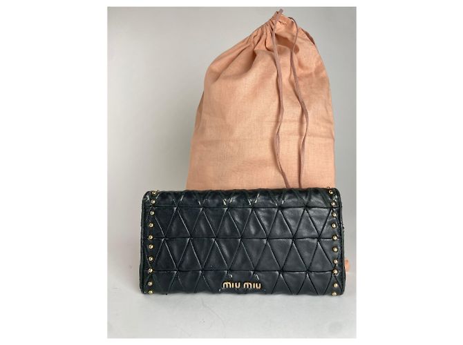 Vintage Studded Miu Miu Leather Wallet Black - view 4