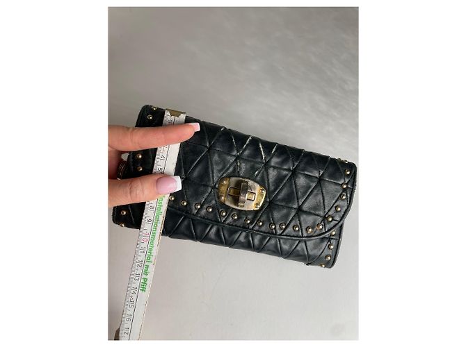 Vintage Studded Miu Miu Leather Wallet Black - view 8
