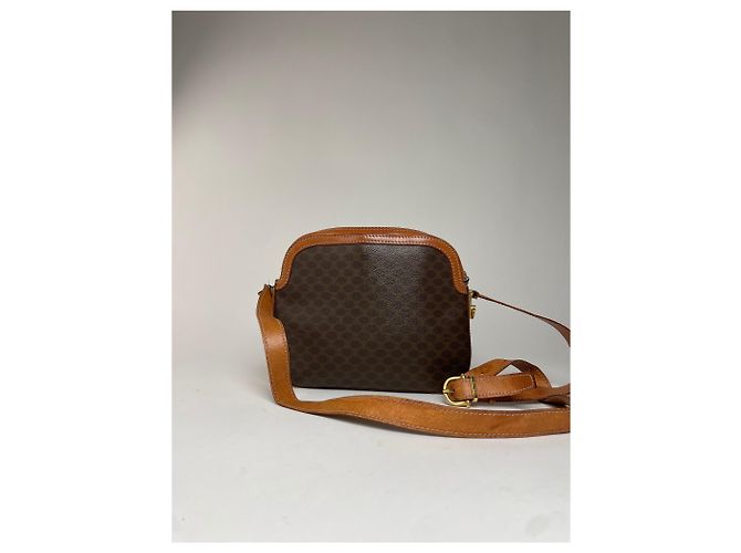 Céline Vintage Celine Paris Triomphe Monogramm Leder Schultertasche braun - Ansicht 15