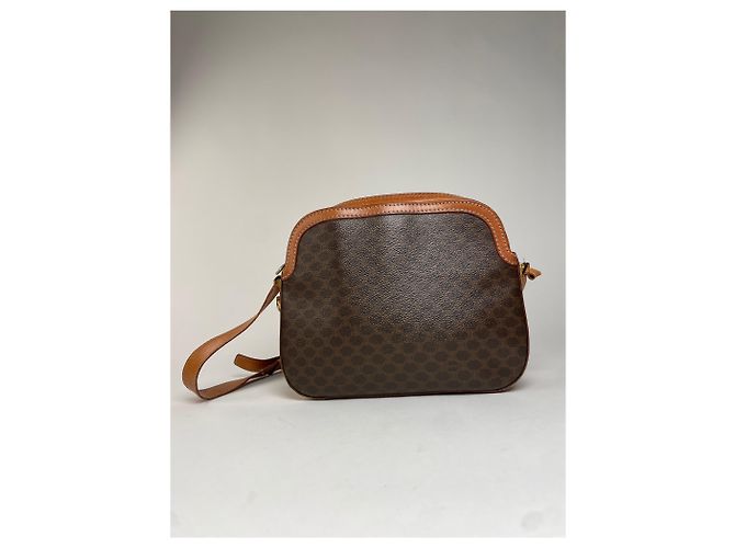Céline Vintage Celine Paris Triomphe Monogramm Leder Schultertasche braun - Ansicht 2