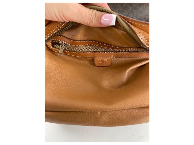 Céline Vintage Celine Paris Triomphe Monogramm Leder Schultertasche braun - Ansicht 4