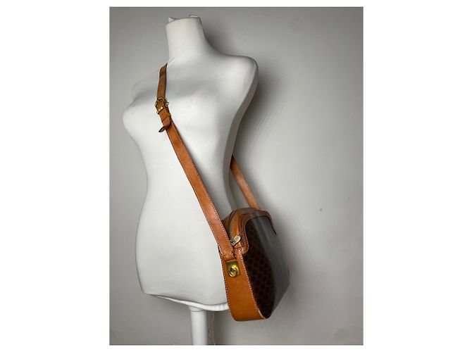 Céline Vintage Celine Paris Triomphe Monogramm Leder Schultertasche braun - Ansicht 8