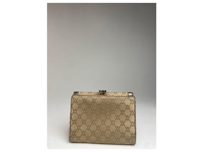 Céline Vintage Celine Triomphe Monogram Canvas Leather Wallet Brown Bronze Silvery - view 2