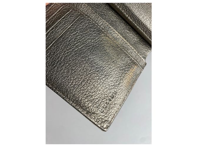 Céline Vintage Celine Triomphe Monogram Canvas Leather Wallet Brown Bronze Silvery - view 5