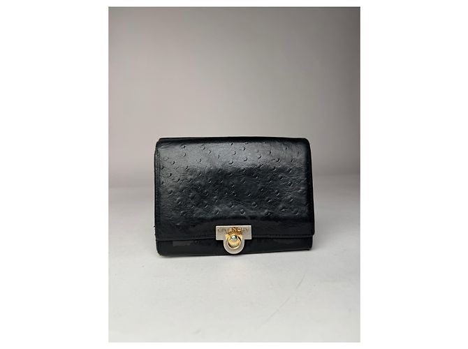 Vintage Givenchy Ostrich Leather Wallet Black - view 8