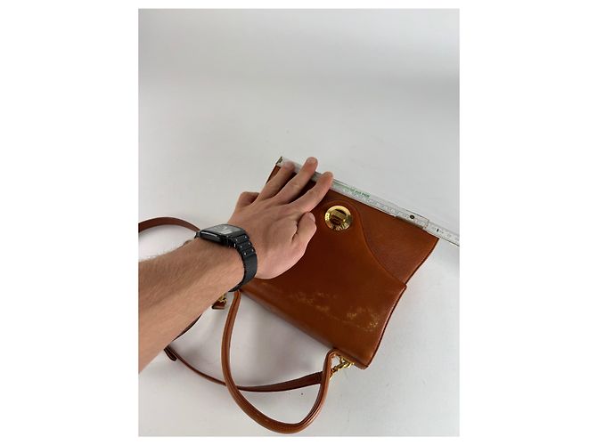 Vintage Givenchy 2Way Leather Handbag Orange Brown - view 10