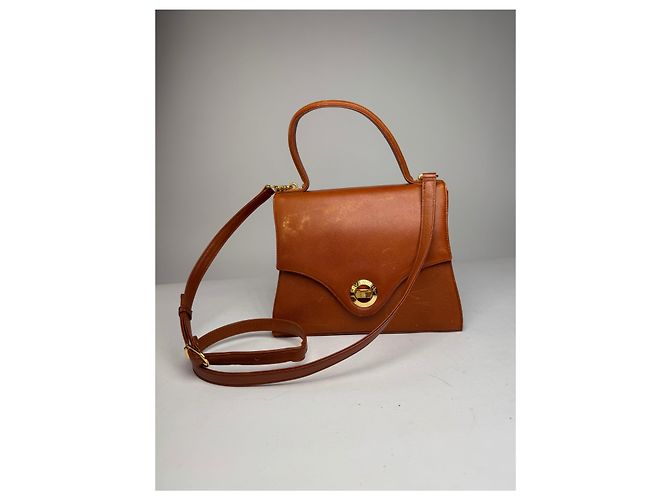Vintage Givenchy 2Way Leather Handbag Orange Brown - view 13