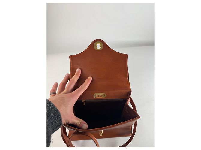 Vintage Givenchy 2Way Leather Handbag Orange Brown - view 3