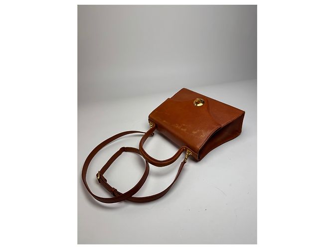 Vintage Givenchy 2Way Leather Handbag Orange Brown - view 7