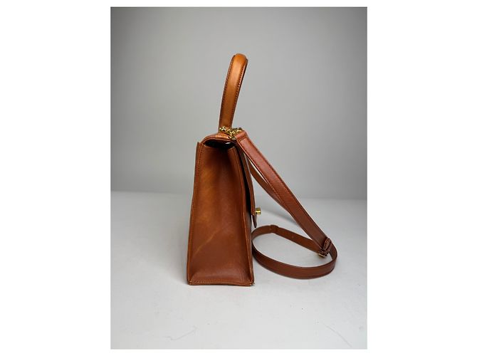 Vintage Givenchy 2Way Leather Handbag Orange Brown - view 8