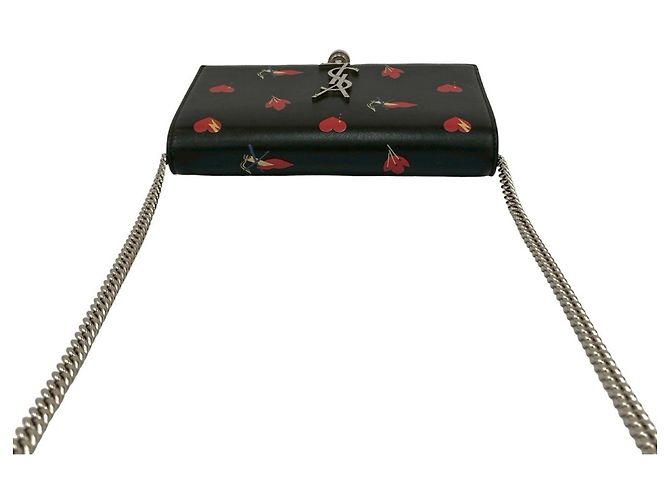Borsa a spalla in pelle Kate di Yves Saint Laurent Nero Rosso - vista 4