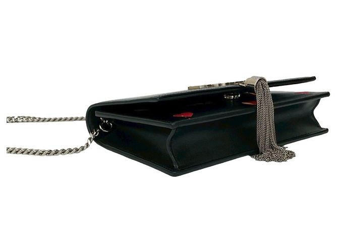 Borsa a spalla in pelle Kate di Yves Saint Laurent Nero Rosso - vista 7