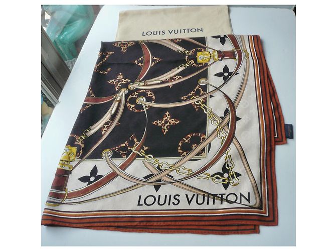 LOUIS VUITTON Sciarpa Monogramma in Cashmere e Seta Marrone In Eccellenti Condizioni Multicolore - vista 2