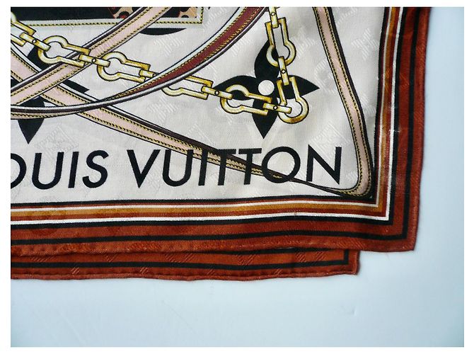 LOUIS VUITTON Sciarpa Monogramma in Cashmere e Seta Marrone In Eccellenti Condizioni Multicolore - vista 3