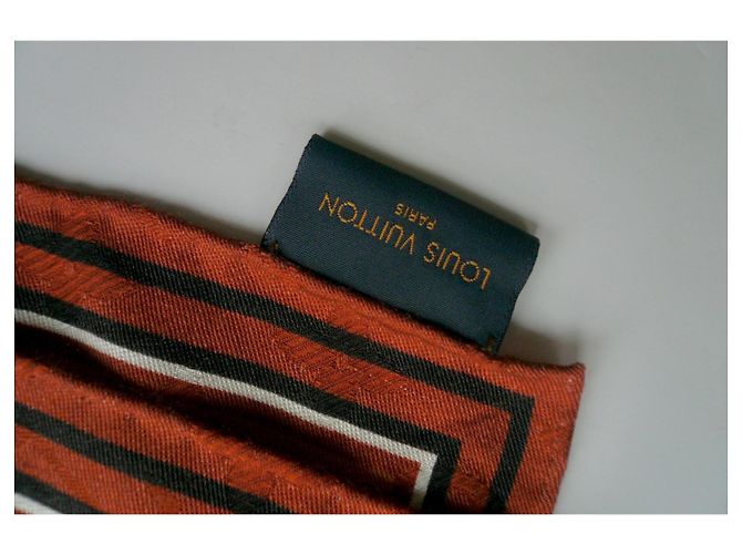 LOUIS VUITTON Sciarpa Monogramma in Cashmere e Seta Marrone In Eccellenti Condizioni Multicolore - vista 5