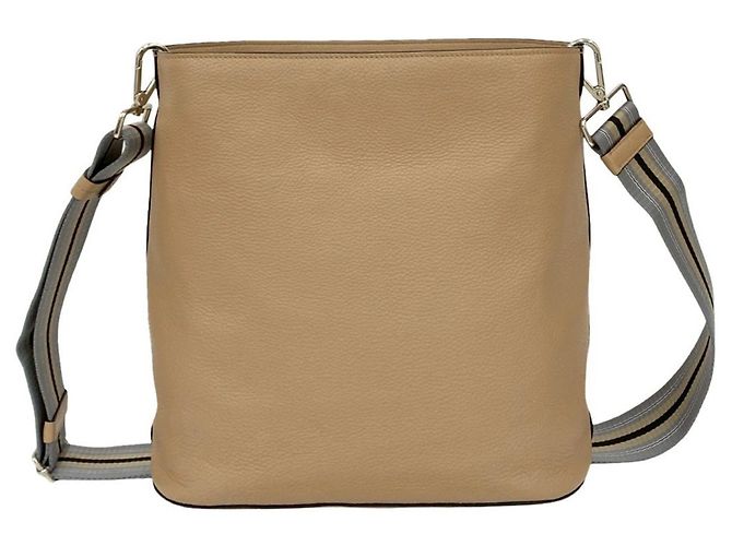 Bolsa de ombro em couro Vitello Phoenix bege da Prada - vista 3