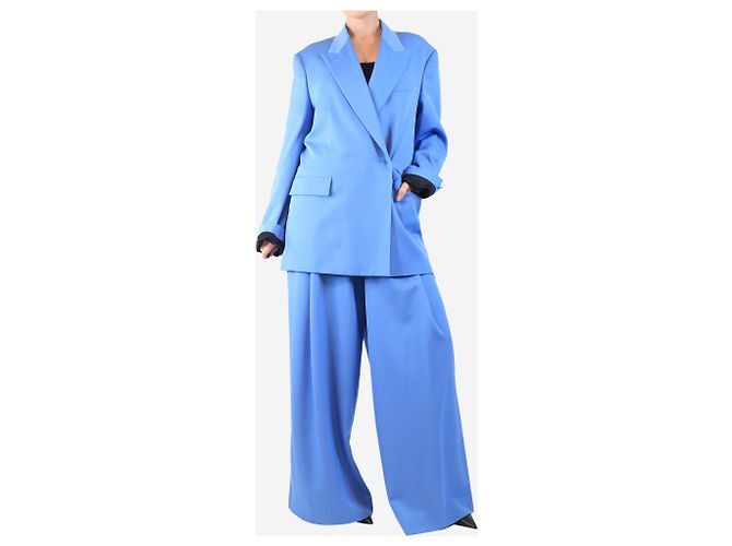 Dries Van Noten Conjunto de traje de lana azul de dos piezas - talla UK 12 - vista 3