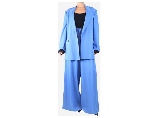 Dries Van Noten Conjunto de traje de lana azul de dos piezas - talla UK 12 - vista 4
