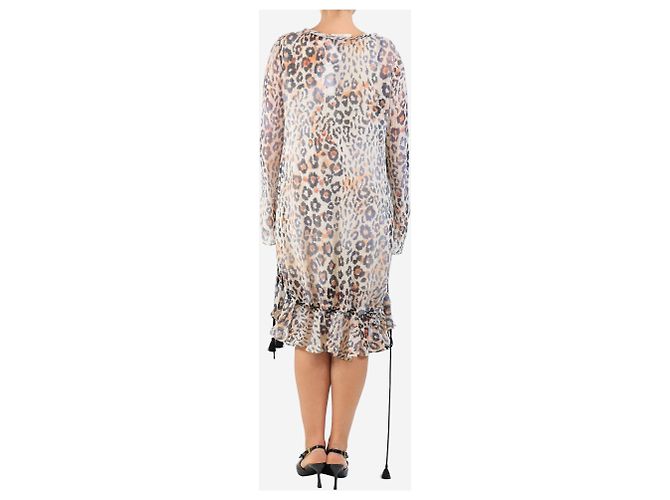 Chloé Langärmliges Leoparden-Midi-Kleid - Größe UK 12 Braun - Ansicht 2