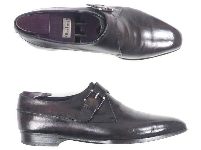 Autre Marque Berluti Leder Monk Strap Schuhe Lila Dunkelviolett - Ansicht 5