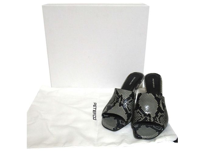 Autre Marque Mules à talons hauts en cuir Python Peter Do Marron Gris - vue 11