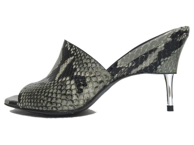 Autre Marque Mules à talons hauts en cuir Python Peter Do Marron Gris - vue 2