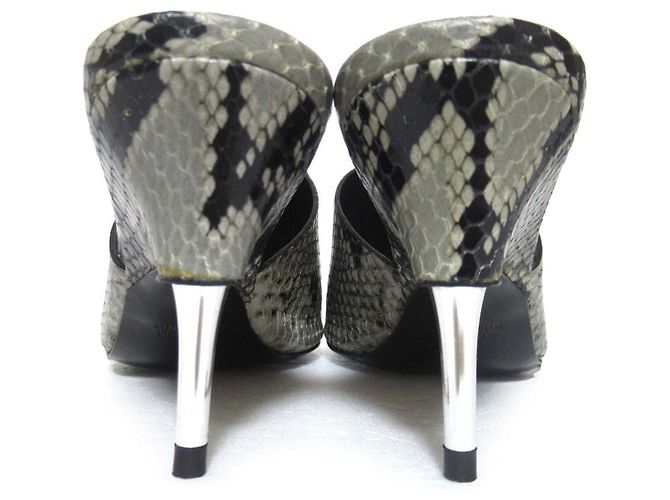 Autre Marque Mules à talons hauts en cuir Python Peter Do Marron Gris - vue 3