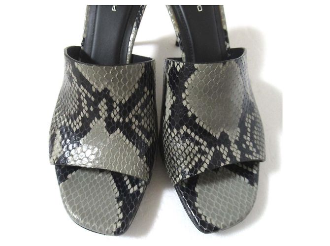 Autre Marque Mules à talons hauts en cuir Python Peter Do Marron Gris - vue 4
