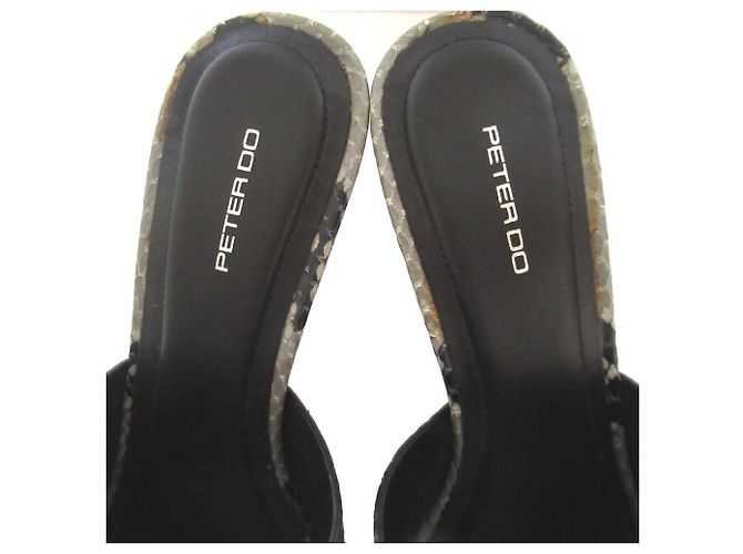 Autre Marque Mules à talons hauts en cuir Python Peter Do Marron Gris - vue 5